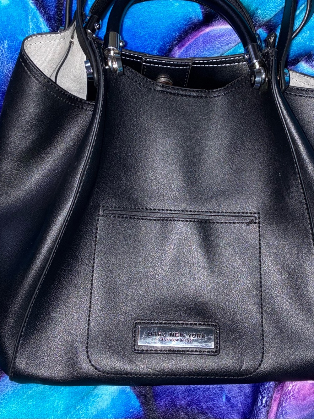 Marc New York Black Leather Tote Shoulder Bag